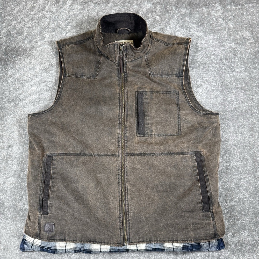 Cody James Vest Men's Large Brown Full Zip Canvas Cotton Blend Western Workwear